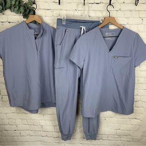 Set Zamora Vapor Blue Joggers Catarina Scrub Top Rafaela Oversized Scrub Top